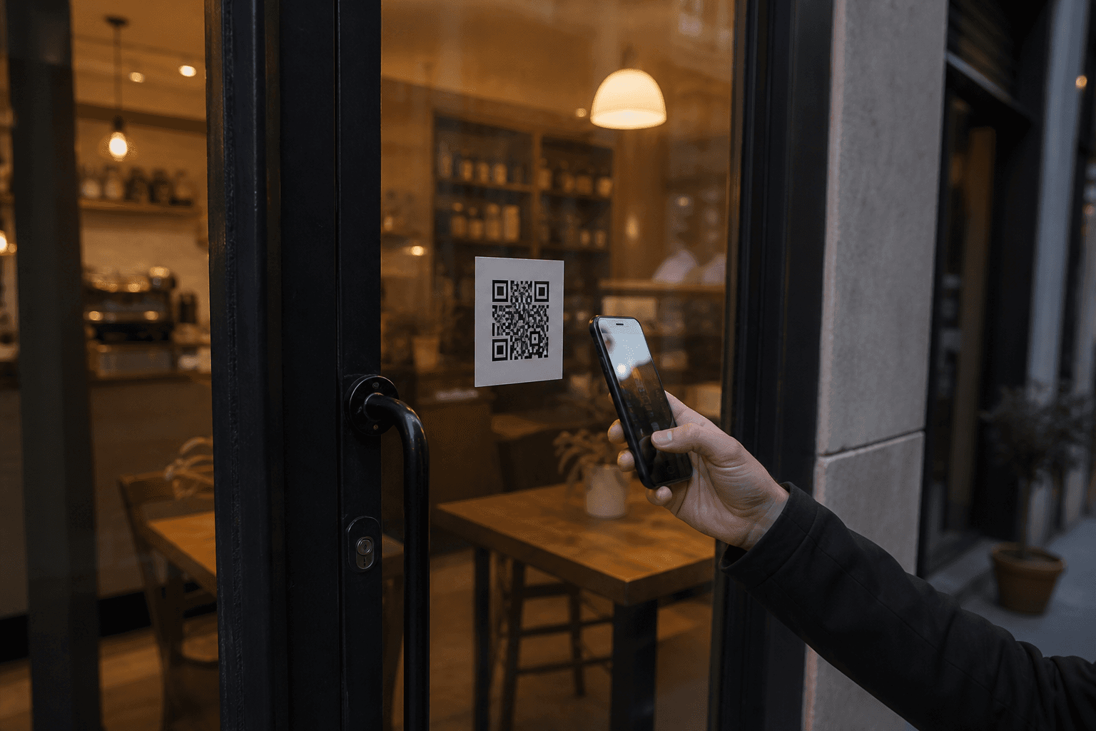 Guest scanning a door QR